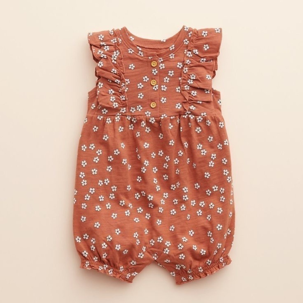 Little Co. by Lauren Conrad Organic Ruffle Romper rust simple flower